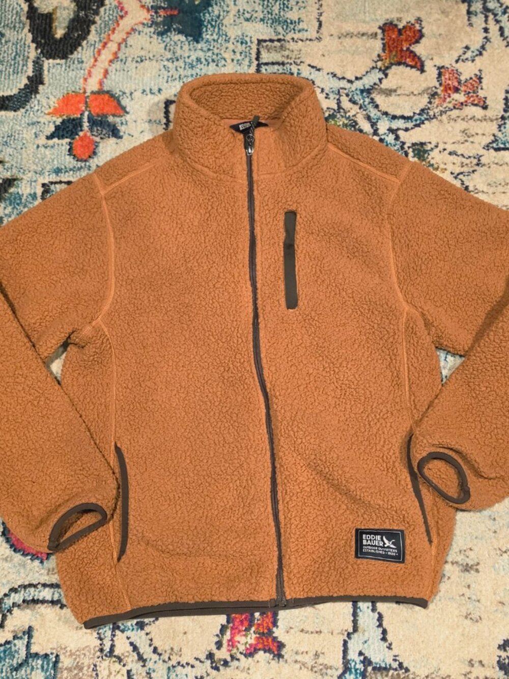 Eddie Bauer Brown Sherpa Fleece Full Zip Jacket M - Picture 2 of 5